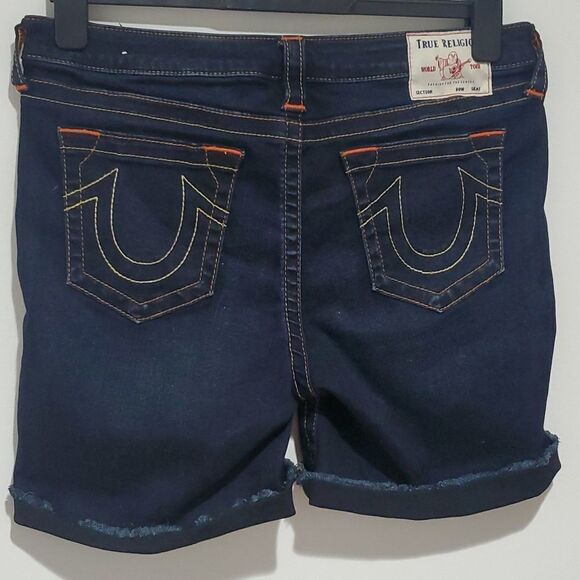 TRUE Religion dark wash 31x7 Jayde mid rise classic jean shorts - Picture 3 of 8